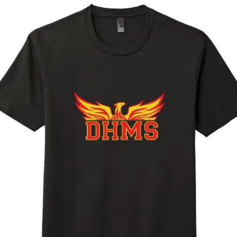 black tshirt with DHMS logo on front
