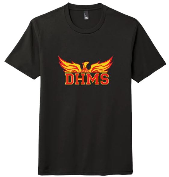 black tshirt with DHMS logo on front