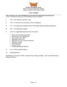 DHMS PTSA Meeting Agenda 101122