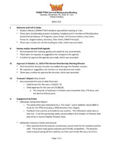 DHMS PTSA General Membership Meeting Draft Minutes 110822