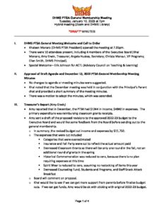 DHMS PTSA General Membership Meeting Draft Minutes 011023