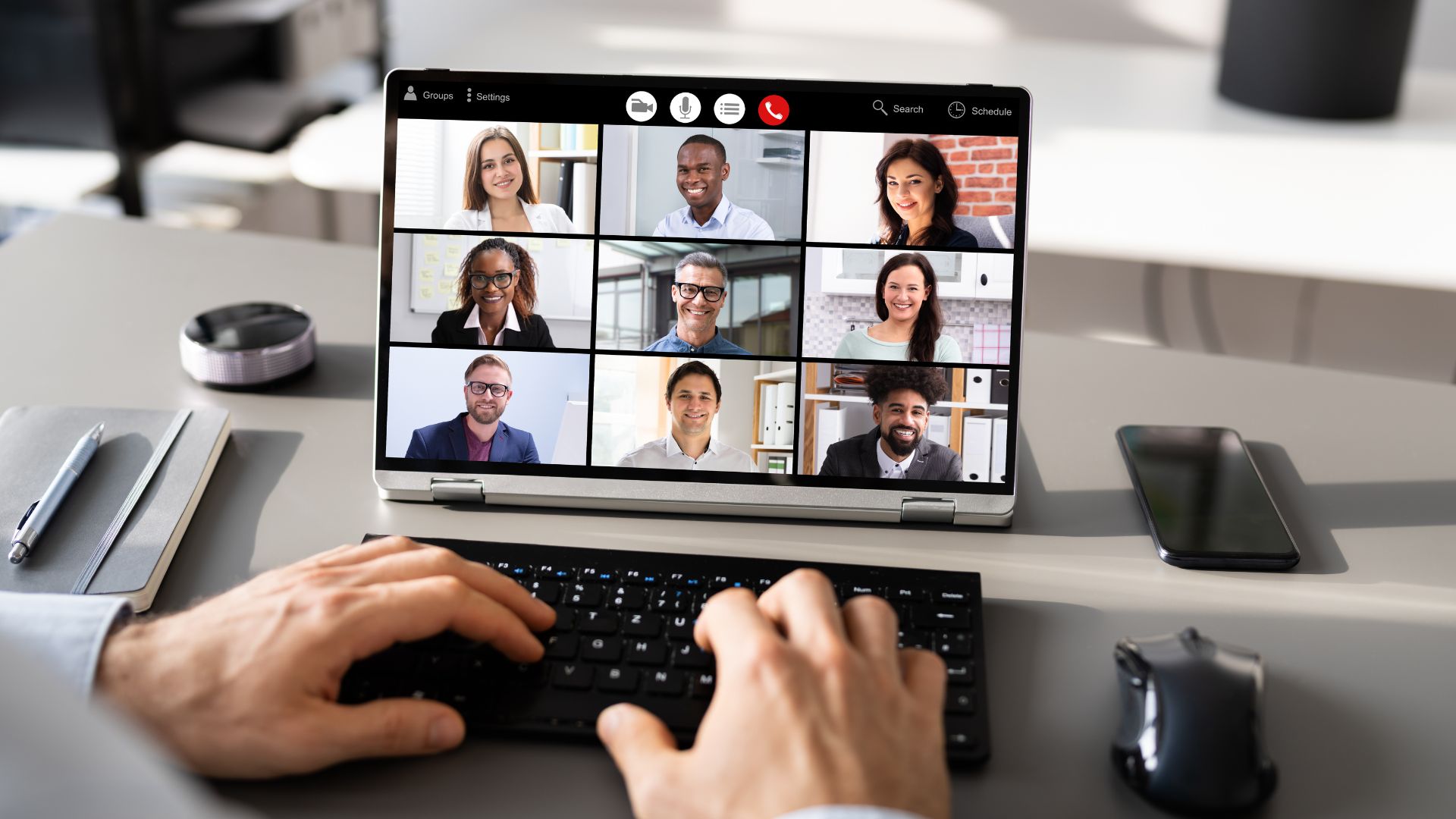 photo of people on a virtual meeting